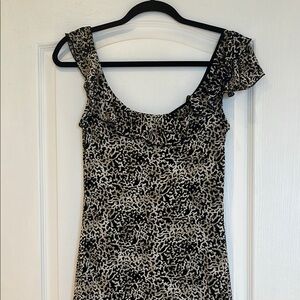NAF NAF One Shoulder Dress - Black and Cream